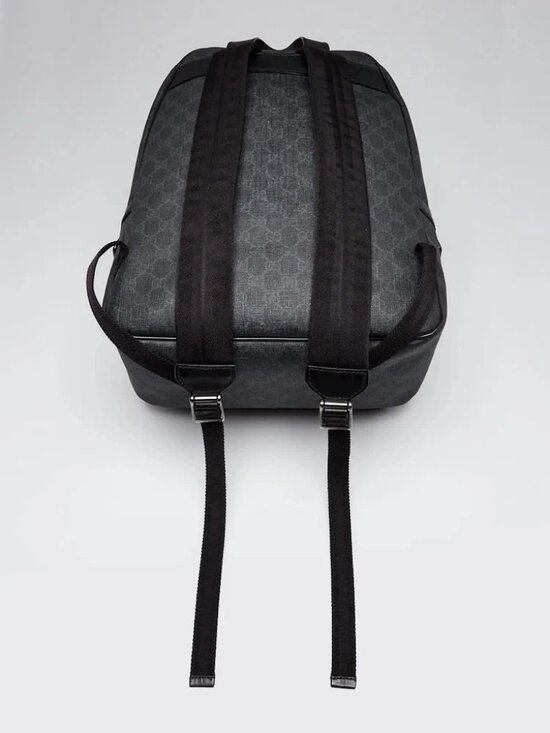 Gucci Black/Grey GG Supreme Coated Canvas Backpack Bag